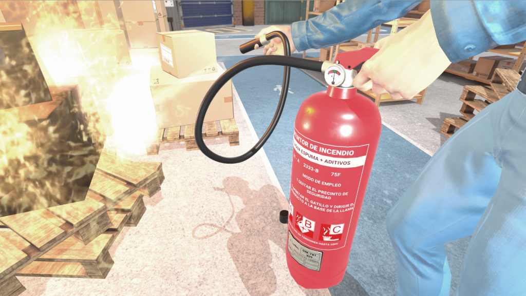 Tipos de fuego: Simulación de uso de extintores con realidad virtual