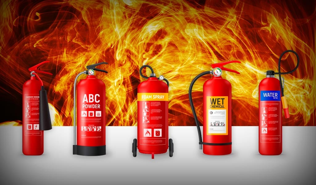 Tipos de extintores para cada clase de fuego